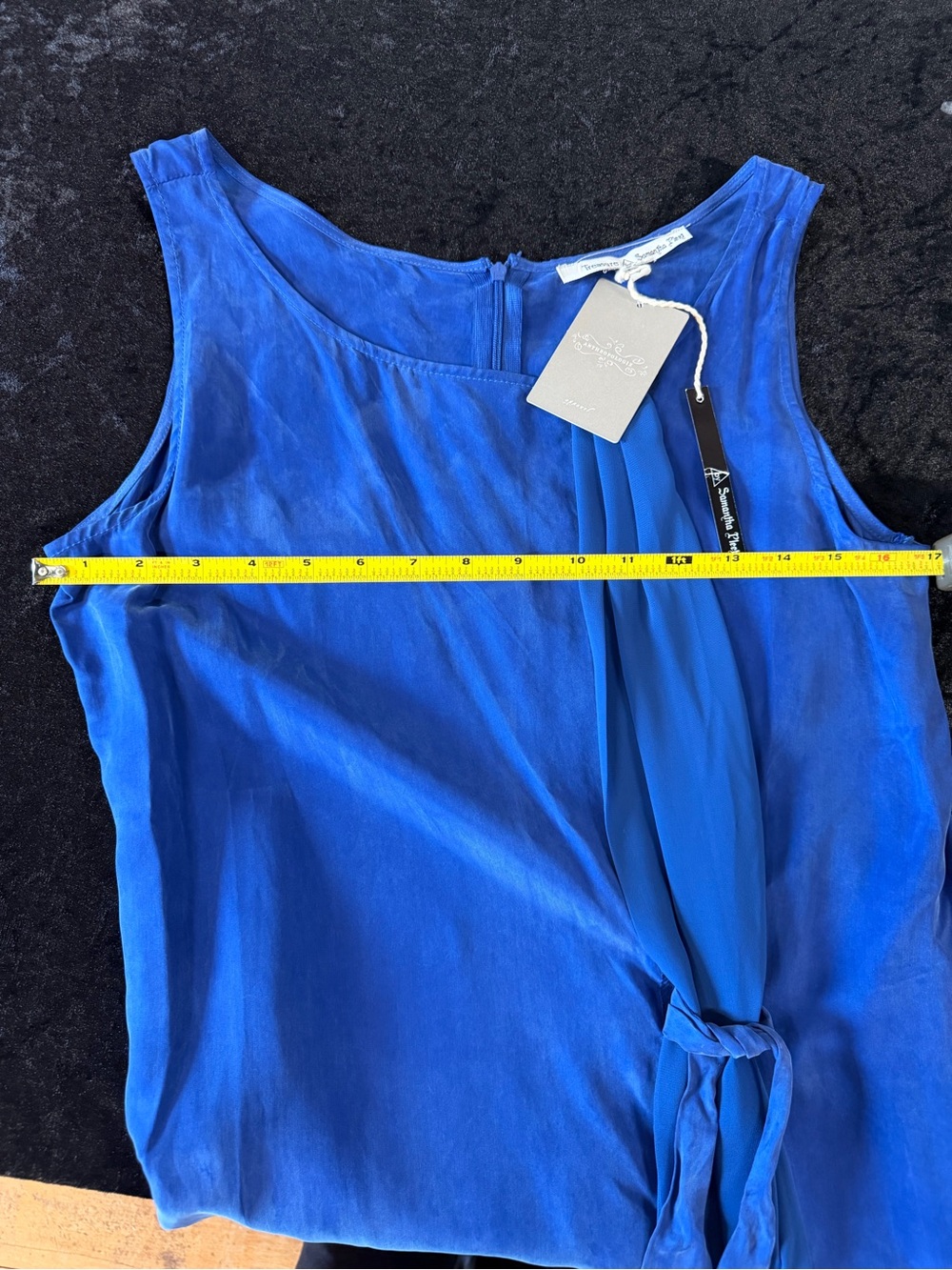 Samantha Pleet New with Tags Blue Silk Tie MIDI Dress Size 2 - Picture 6 of 7